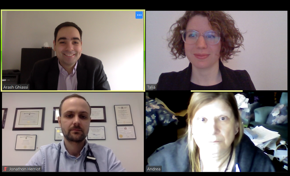 Top left: Arash Ghiassi, Income Security Advocacy Centre, Bottom Left: Jonathon Herriot, Health Providers Against Poverty, Top Right: Talia Bronstein, Daily Bread, Bottom Right: Andrea Hatala, ODSP Action Coalition